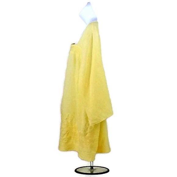 Tweeds Yellow Needlework 3/4 Sleeve Linen Blouse Womens 2X - Picture 6 of 8